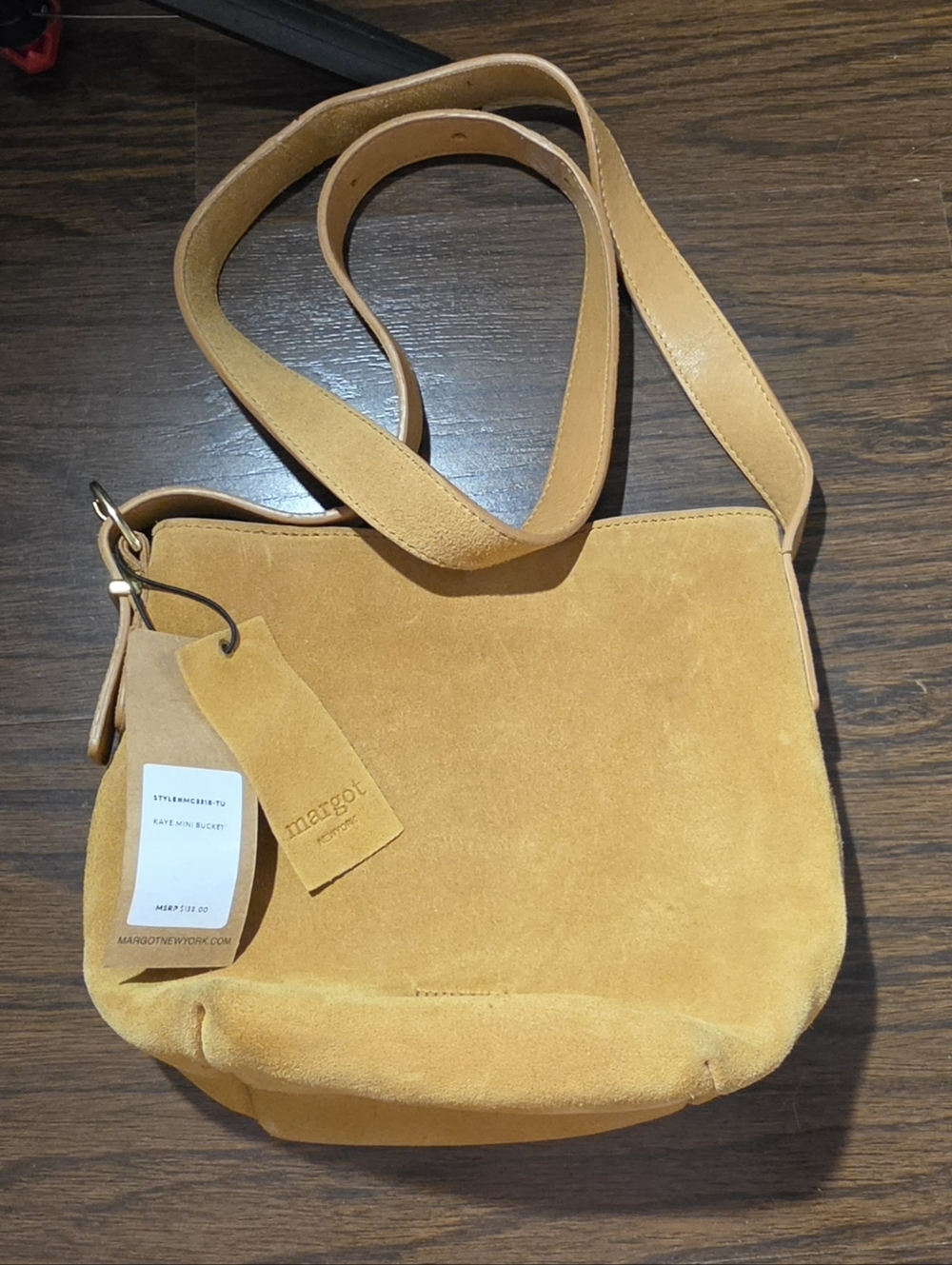 Margot New York Leather Suede Crossbody Bag in Mustard